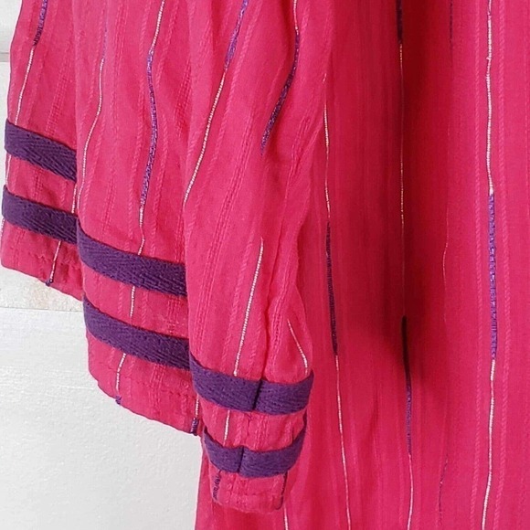 Catherines Tunic Top Womens Plus 2X Pink Stripe Cotton Boho Longline Shirt - Picture 6 of 9